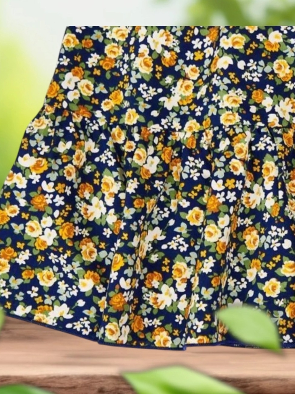Women's Navy Floral Ruffle Skirt - Picture 2 of 2
